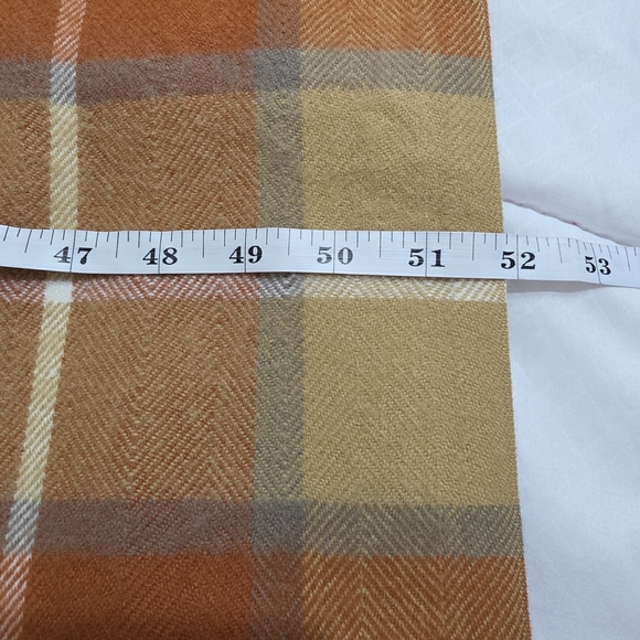 Domain Orange & Tan Plaid Fringe Scarf/Wrap - Picture 5 of 10